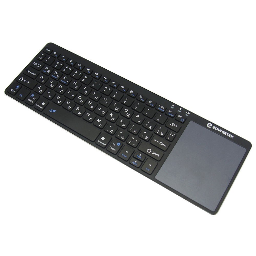Clavier Bluetooth Mini Zoweetek k12bt-1 Sans Fil avec Pavé Tactile Russe Anglais Espagnol pour TV, PC, Android, Téléphone - IVOIRART.COM