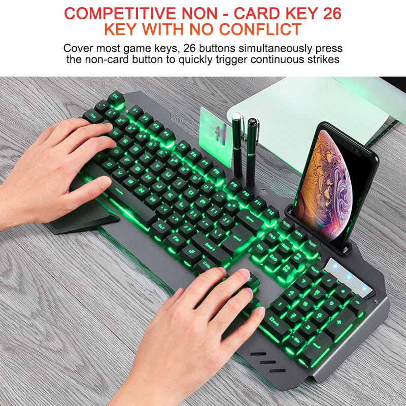 Clavier de jeu ergonomique filaire avec rétroéclairage RGB et support téléphone - IVOIRART.COM