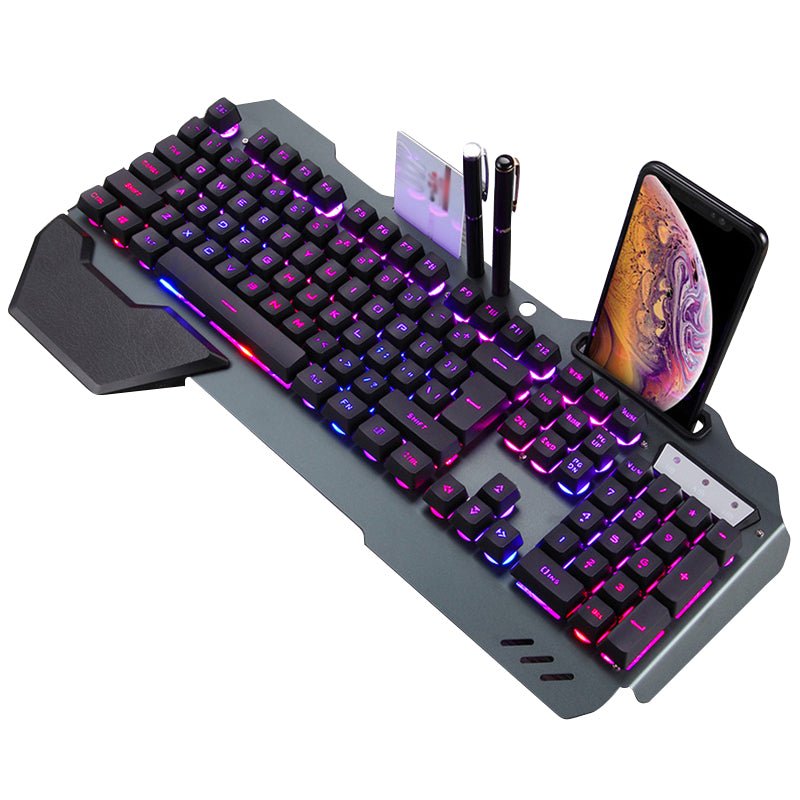 Clavier de jeu ergonomique filaire avec rétroéclairage RGB et support téléphone - IVOIRART.COM