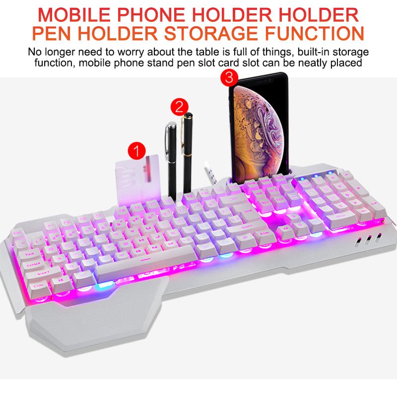 Clavier de jeu ergonomique filaire avec rétroéclairage RGB et support téléphone - IVOIRART.COM
