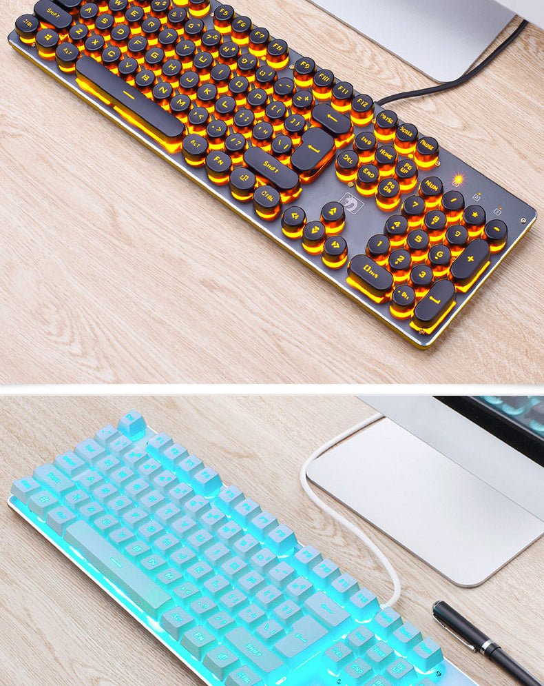 Clavier de Jeu Filaire Manipulateur Ordinateur Bureau Style Punk Rétro Lumineux - IVOIRART.COM
