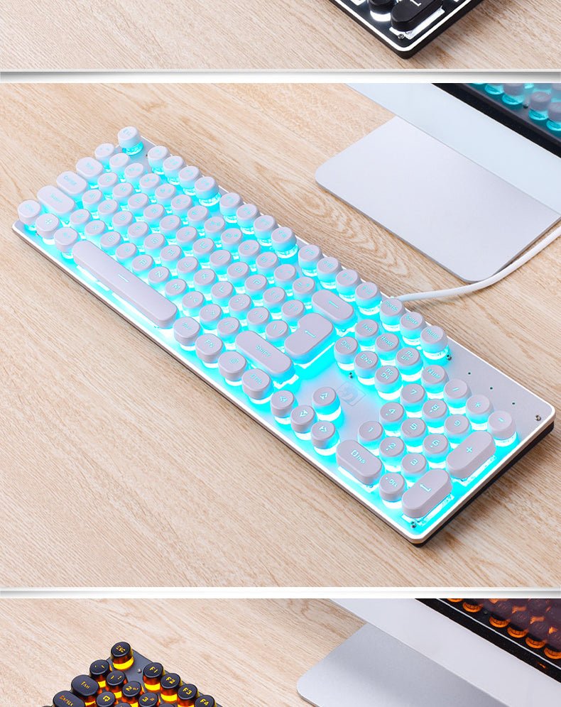 Clavier de Jeu Filaire Manipulateur Ordinateur Bureau Style Punk Rétro Lumineux - IVOIRART.COM