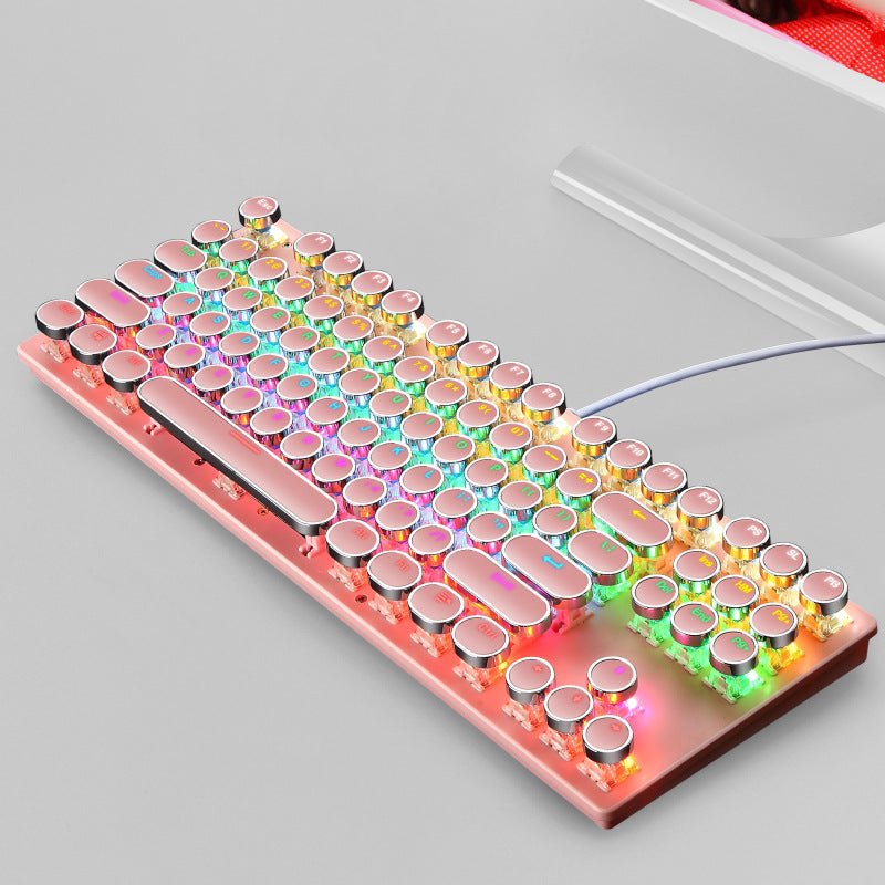 Clavier de Jeu Mécanique Filaire 87 Touches Électrolyse Punk Axe Bleu Lumineux - IVOIRART.COM