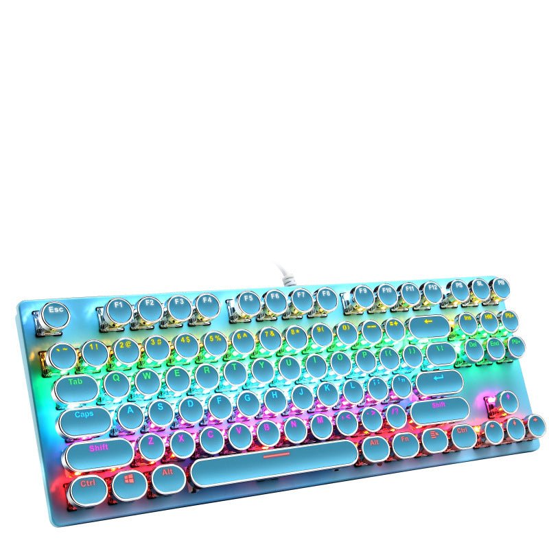 Clavier de Jeu Mécanique Filaire 87 Touches Électrolyse Punk Axe Bleu Lumineux - IVOIRART.COM