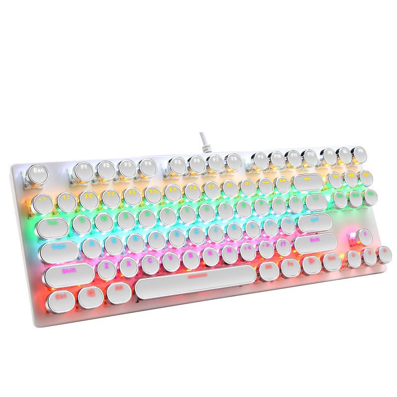 Clavier de Jeu Mécanique Filaire 87 Touches Électrolyse Punk Axe Bleu Lumineux - IVOIRART.COM