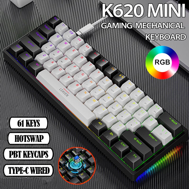 Clavier mécanique en plastique pour jeux, 61 touches, interrupteurs bleus, noir - IVOIRART.COM