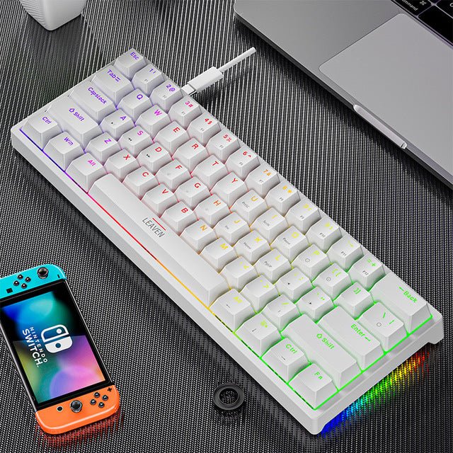 Clavier mécanique en plastique pour jeux, 61 touches, interrupteurs bleus, noir - IVOIRART.COM
