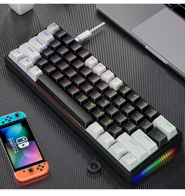 Clavier mécanique en plastique pour jeux, 61 touches, interrupteurs bleus, noir - IVOIRART.COM