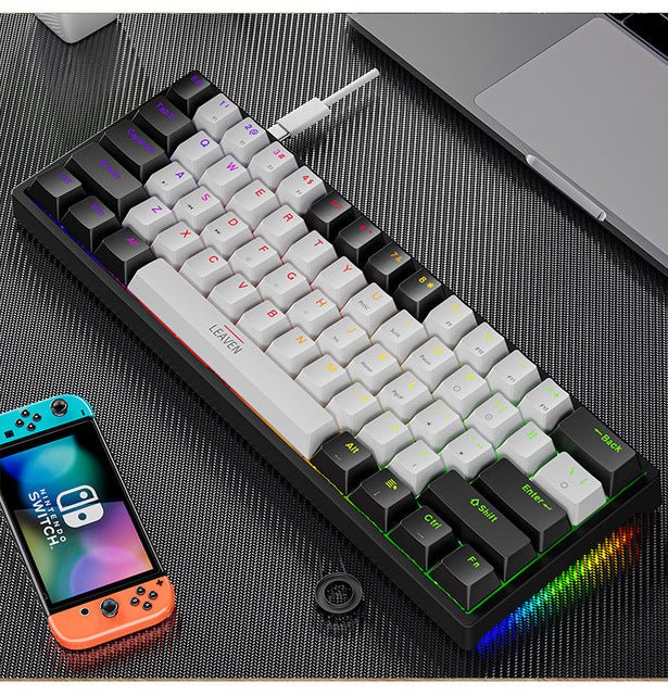Clavier mécanique en plastique pour jeux, 61 touches, interrupteurs bleus, noir - IVOIRART.COM