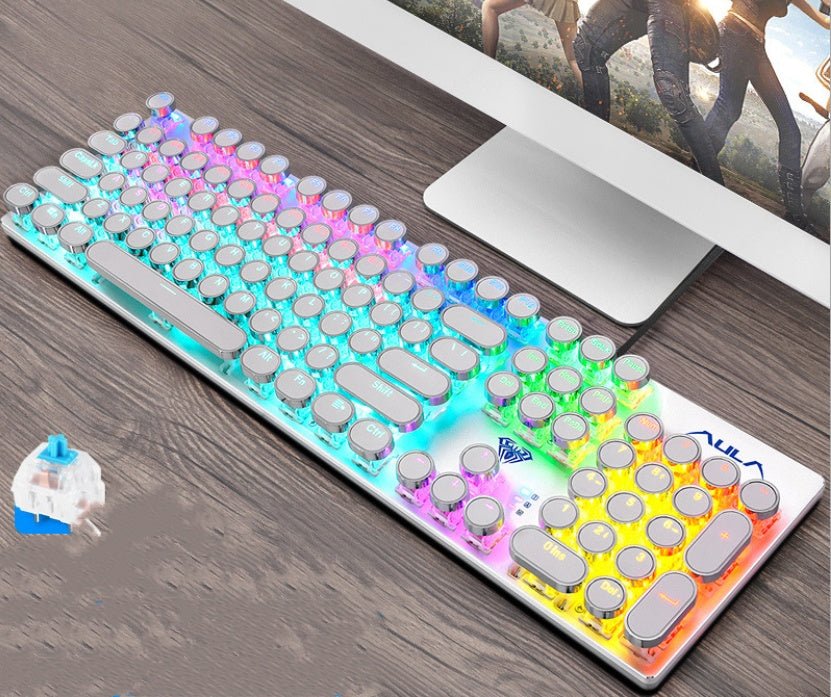 Clavier Mécanique Réel Steampunk pour Jeux Vidéo avec 104 Touches - IVOIRART.COM