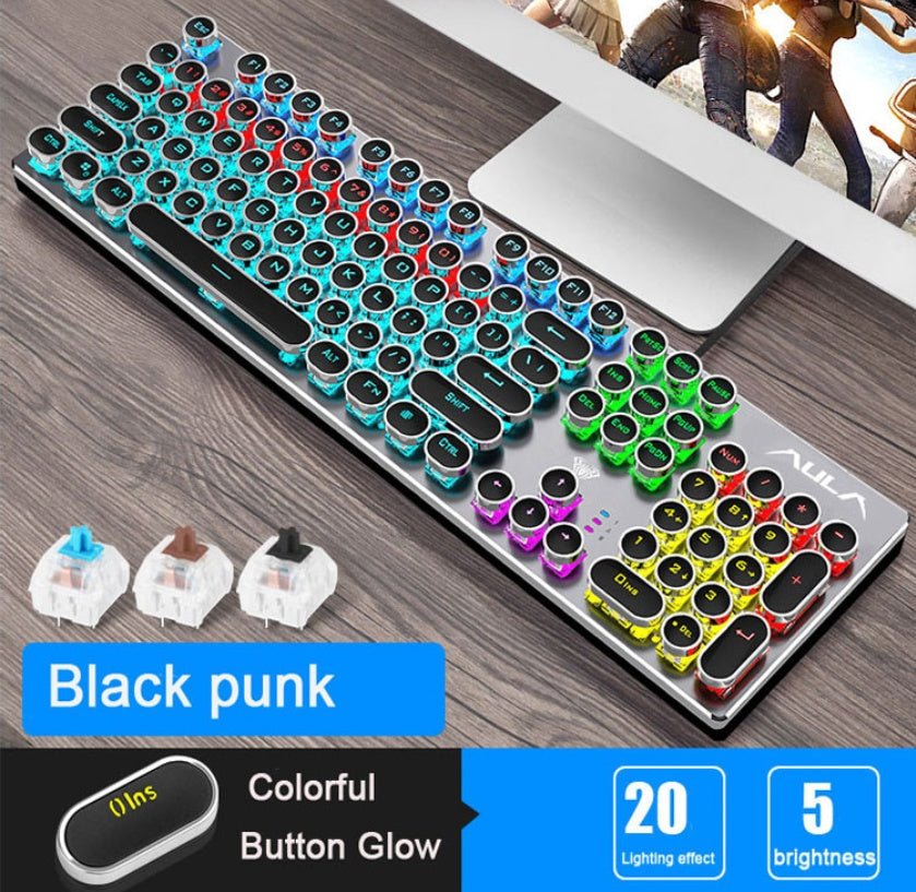 Clavier Mécanique Réel Steampunk pour Jeux Vidéo avec 104 Touches - IVOIRART.COM