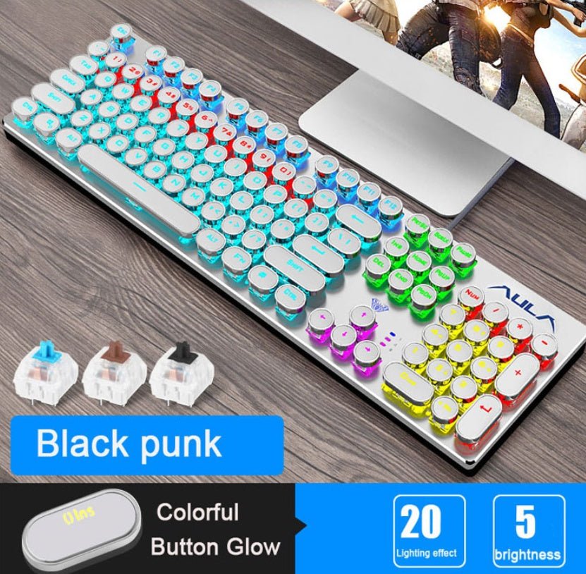 Clavier Mécanique Réel Steampunk pour Jeux Vidéo avec 104 Touches - IVOIRART.COM