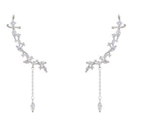 Clip d’oreille esprit fée super brillant fille avec aiguille en argent S925 - IVOIRART.COM