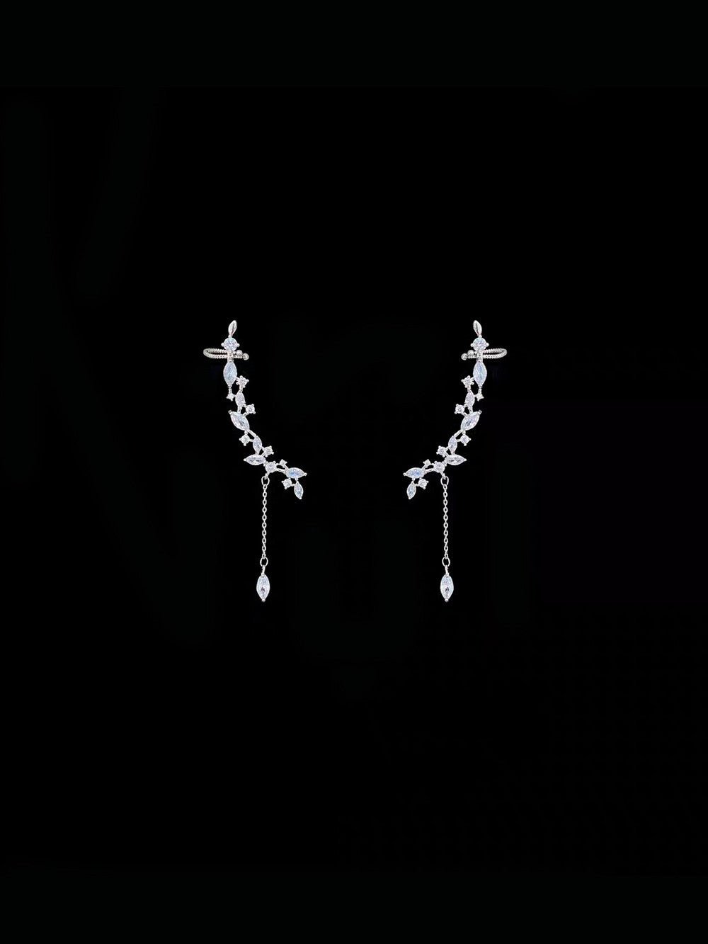 Clip d’oreille esprit fée super brillant fille avec aiguille en argent S925 - IVOIRART.COM