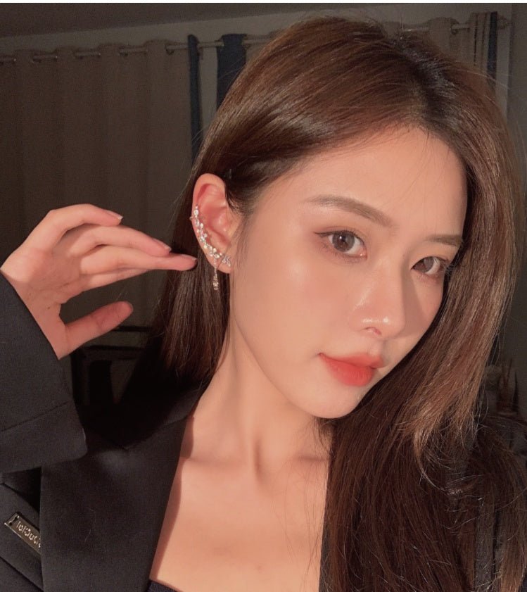 Clip d’oreille esprit fée super brillant fille avec aiguille en argent S925 - IVOIRART.COM