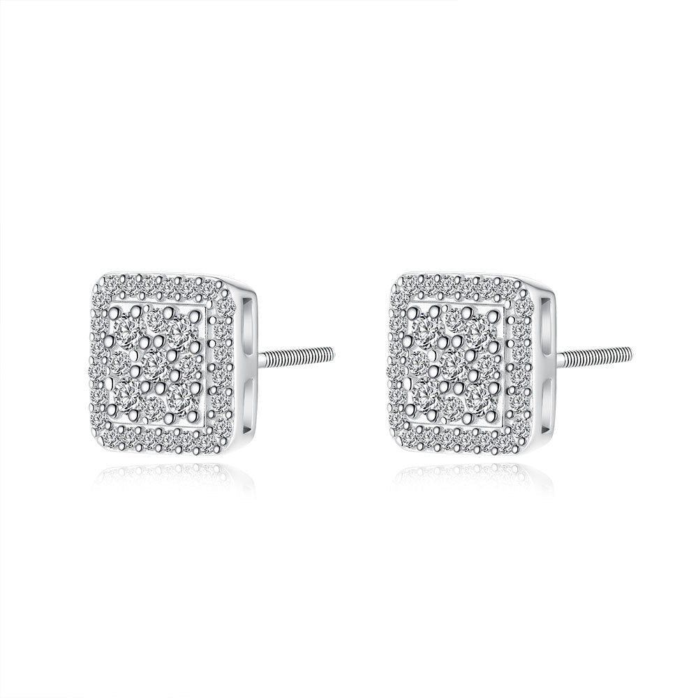 Clous d'oreilles moissanite style américain pour hommes et femmes en argent 925. - IVOIRART.COM
