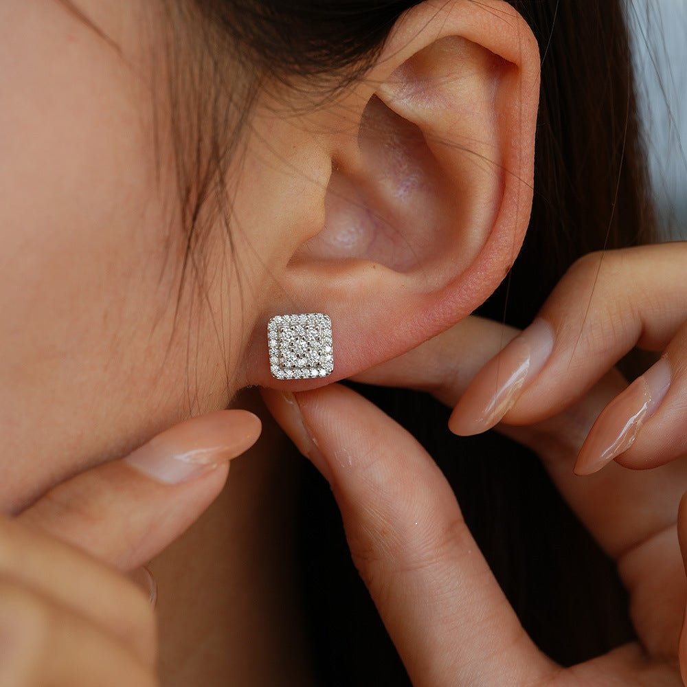 Clous d'oreilles moissanite style américain pour hommes et femmes en argent 925. - IVOIRART.COM