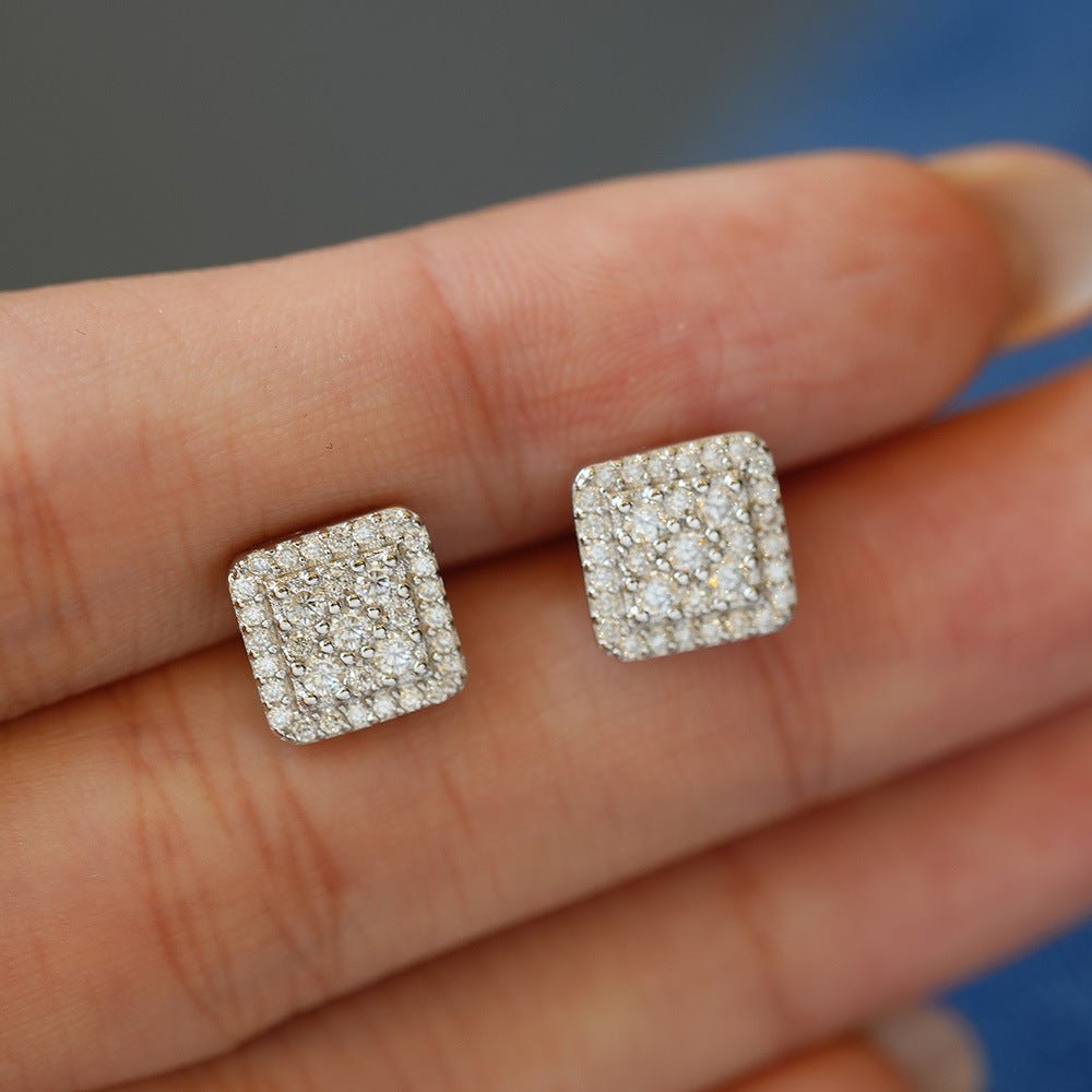 Clous d'oreilles moissanite style américain pour hommes et femmes en argent 925. - IVOIRART.COM