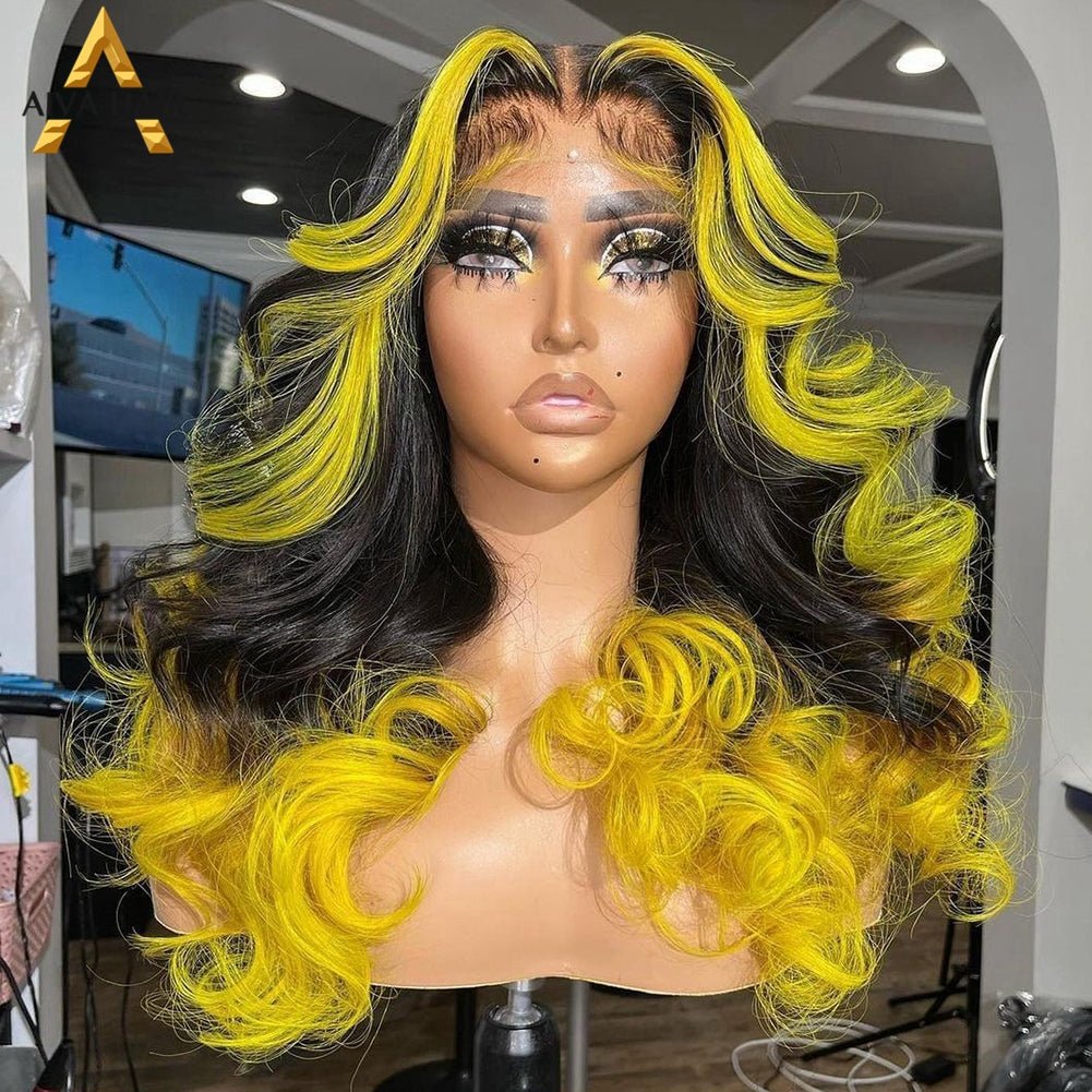 Coiffe en cheveux naturels dégradé orange, jaune, bleu et vert, originale et vibrante - IVOIRART.COM