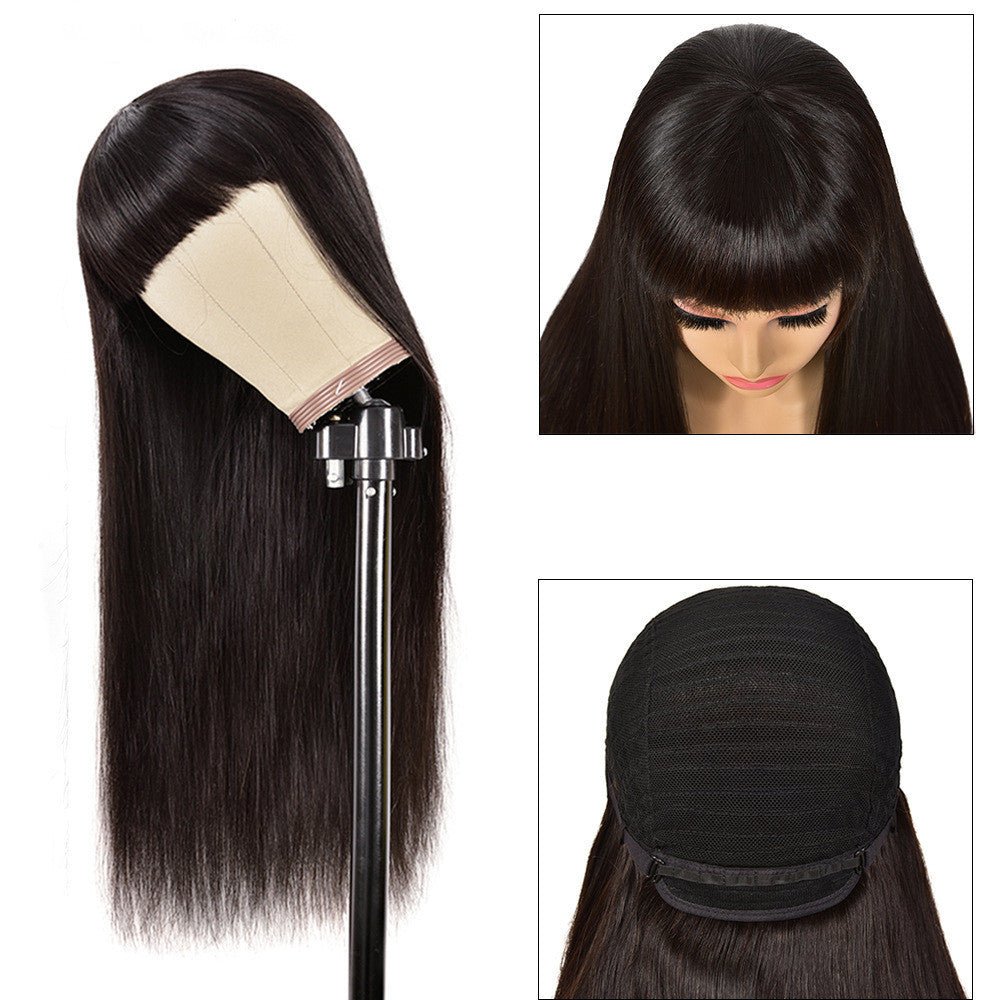 Coiffe Qi avec Frange Inversée en Cheveux Naturels Humains - Style Étoile - IVOIRART.COM