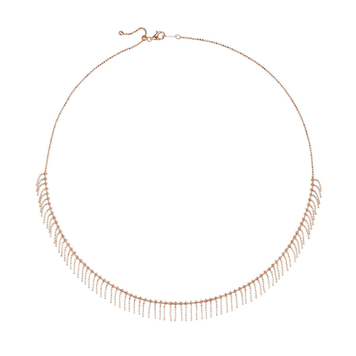 Colier Femme en Argent Sterling S925 à Pampilles, 45 cm Ajustable, 3,9 g, 10,5 mm, Plaqué Or Platine et Or Rose, Coffret Cadeau - IVOIRART.COM