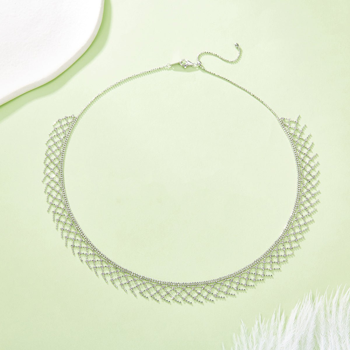 Collier à pampilles en maille argent sterling S925 45 cm réglable 4,7 g 10,5 mm large plaqué platine 3 couleurs coffret cadeau - IVOIRART.COM
