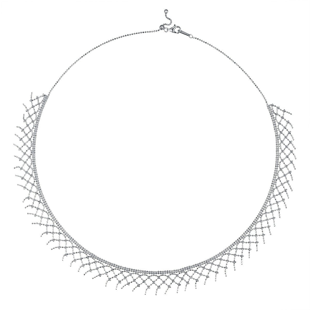 Collier à pampilles en maille argent sterling S925 45 cm réglable 4,7 g 10,5 mm large plaqué platine 3 couleurs coffret cadeau - IVOIRART.COM