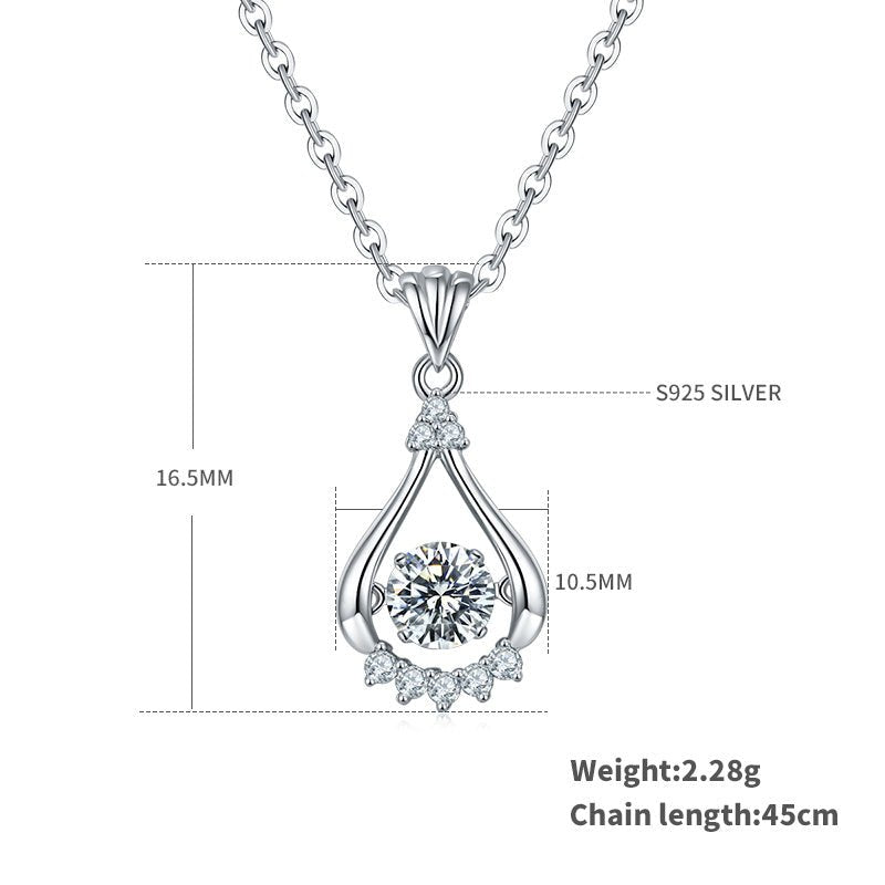 Collier ajouré larme 0,5 ct Moissanite D VVS1 argent sterling S925 plaqué platine - IVOIRART.COM