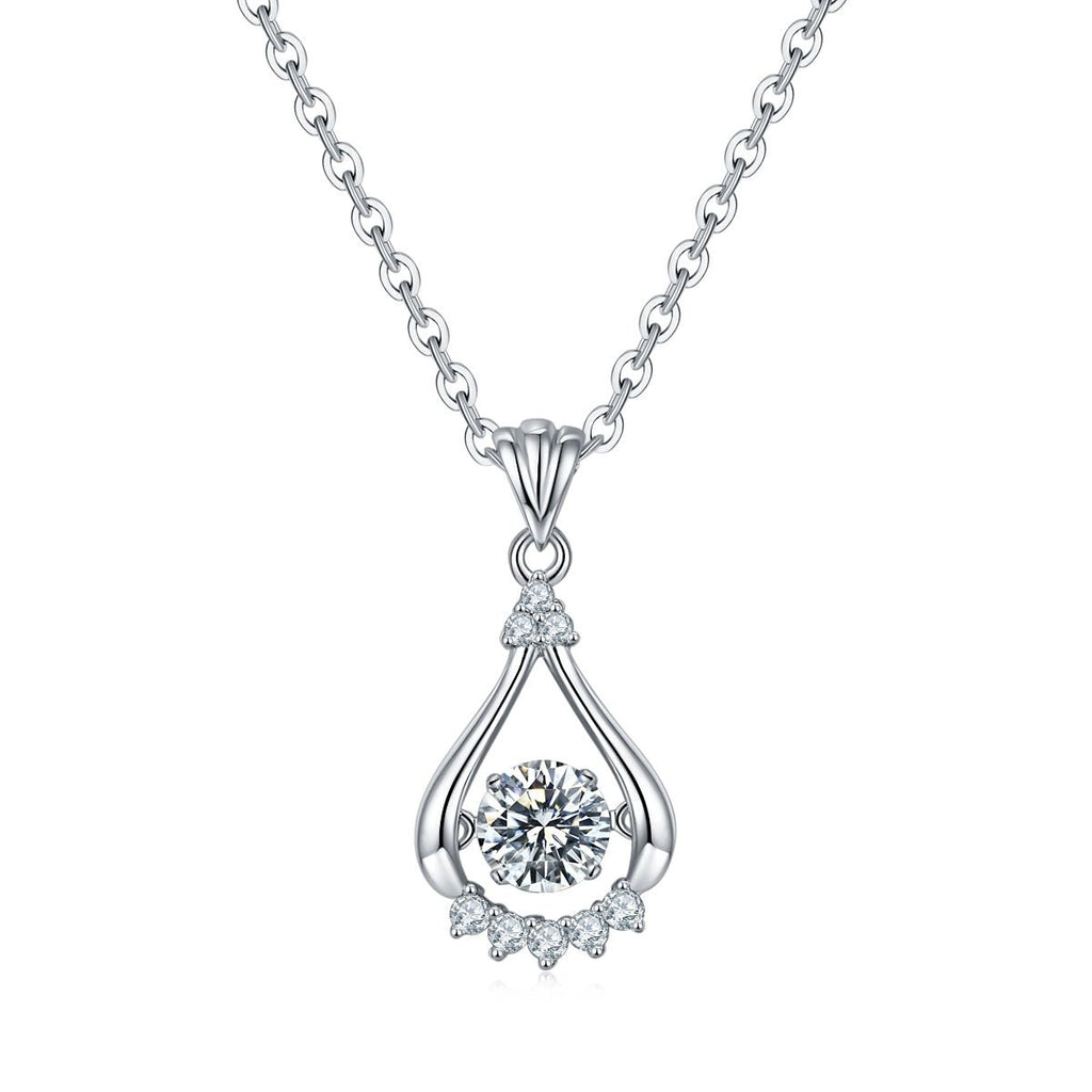 Collier ajouré larme 0,5 ct Moissanite D VVS1 argent sterling S925 plaqué platine - IVOIRART.COM