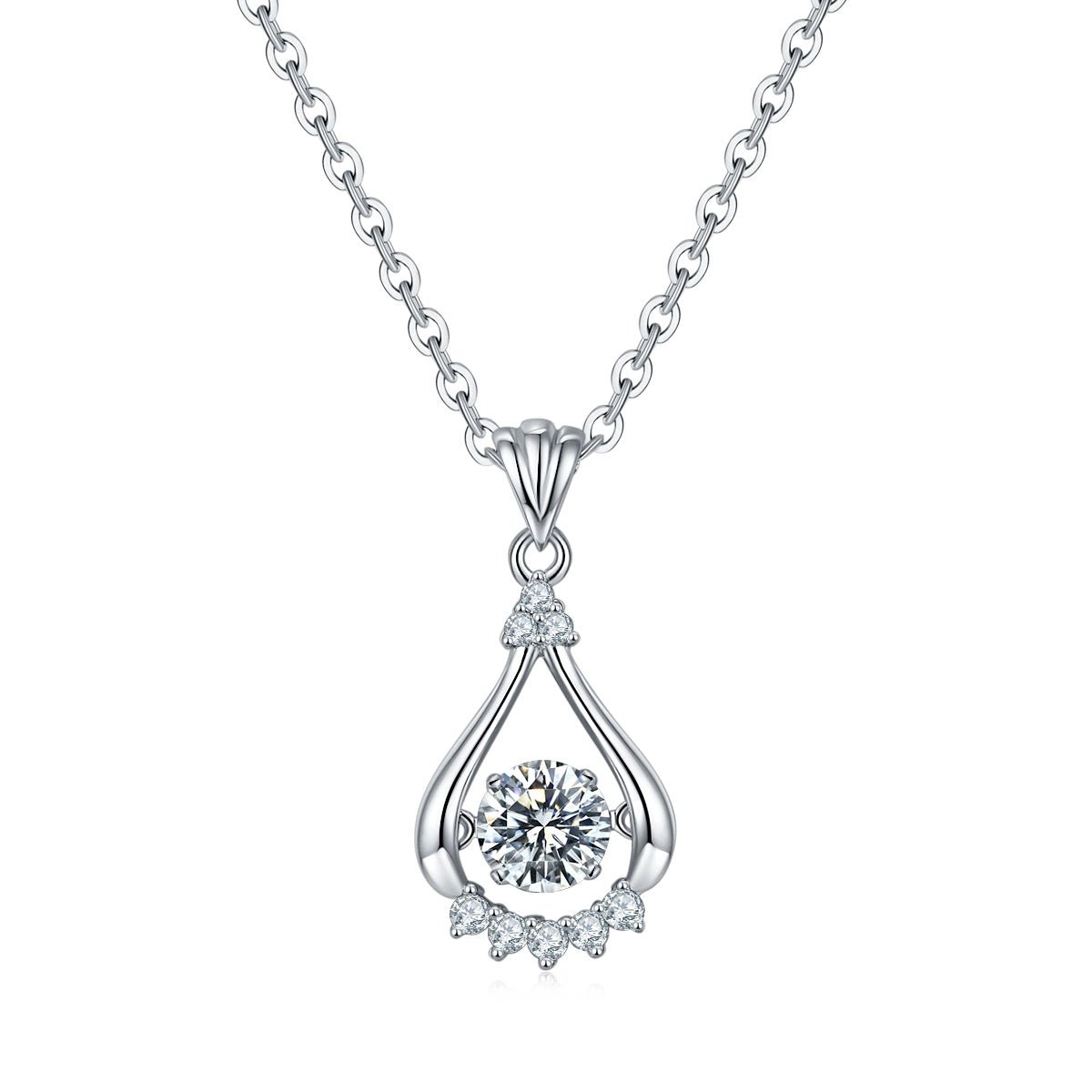 Collier ajouré larme 0,5 ct Moissanite D VVS1 argent sterling S925 plaqué platine - IVOIRART.COM