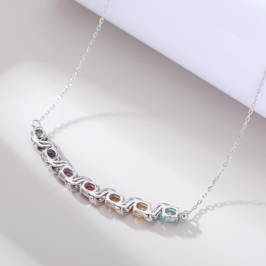 Collier Arc-en-Ciel en Argent Sterling S925 avec Gemmes Synthétiques 45cm - IVOIRART.COM