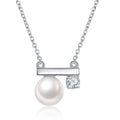 Collier asymétrique en argent sterling 925, perle d'eau douce naturelle, plaqué platine, 2g, coffret cadeau - IVOIRART.COM