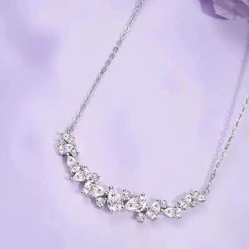 Collier barre sourire en argent sterling 999 CZ, style délicat et luxueux, cadeau idéal d'anniversaire - IVOIRART.COM