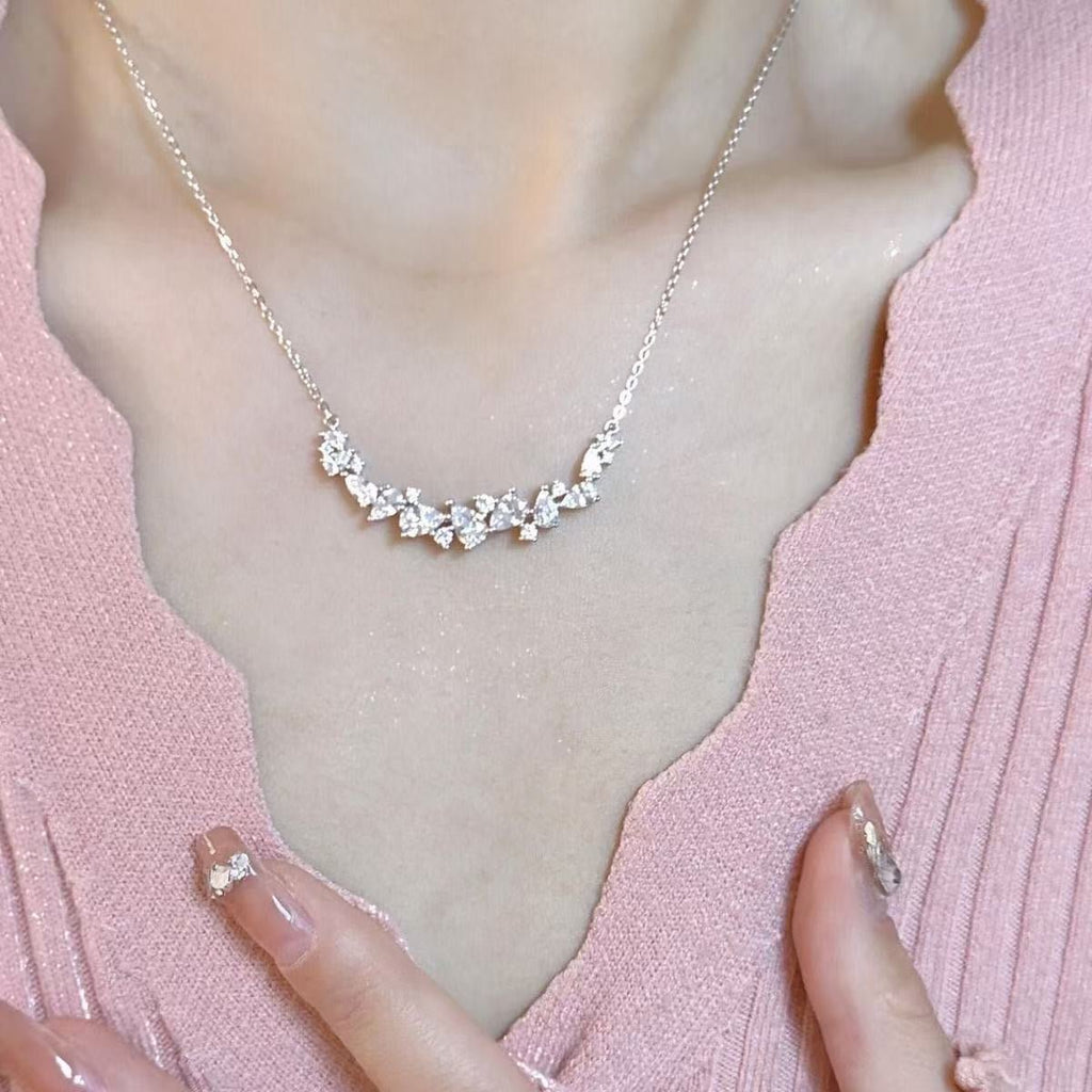 Collier barre sourire en argent sterling 999 CZ, style délicat et luxueux, cadeau idéal d'anniversaire - IVOIRART.COM