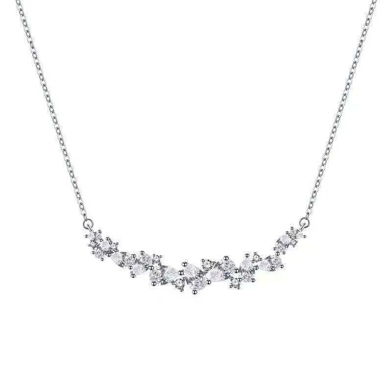 Collier barre sourire en argent sterling 999 CZ, style délicat et luxueux, cadeau idéal d'anniversaire - IVOIRART.COM