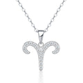 Collier Bélier en Argent 925 avec Moissanite D Couleur VVS1, Plaqué Platine, Bijou Astrologique avec Certificat GRA, Coffret Cadeau Parfait Femme - IVOIRART.COM