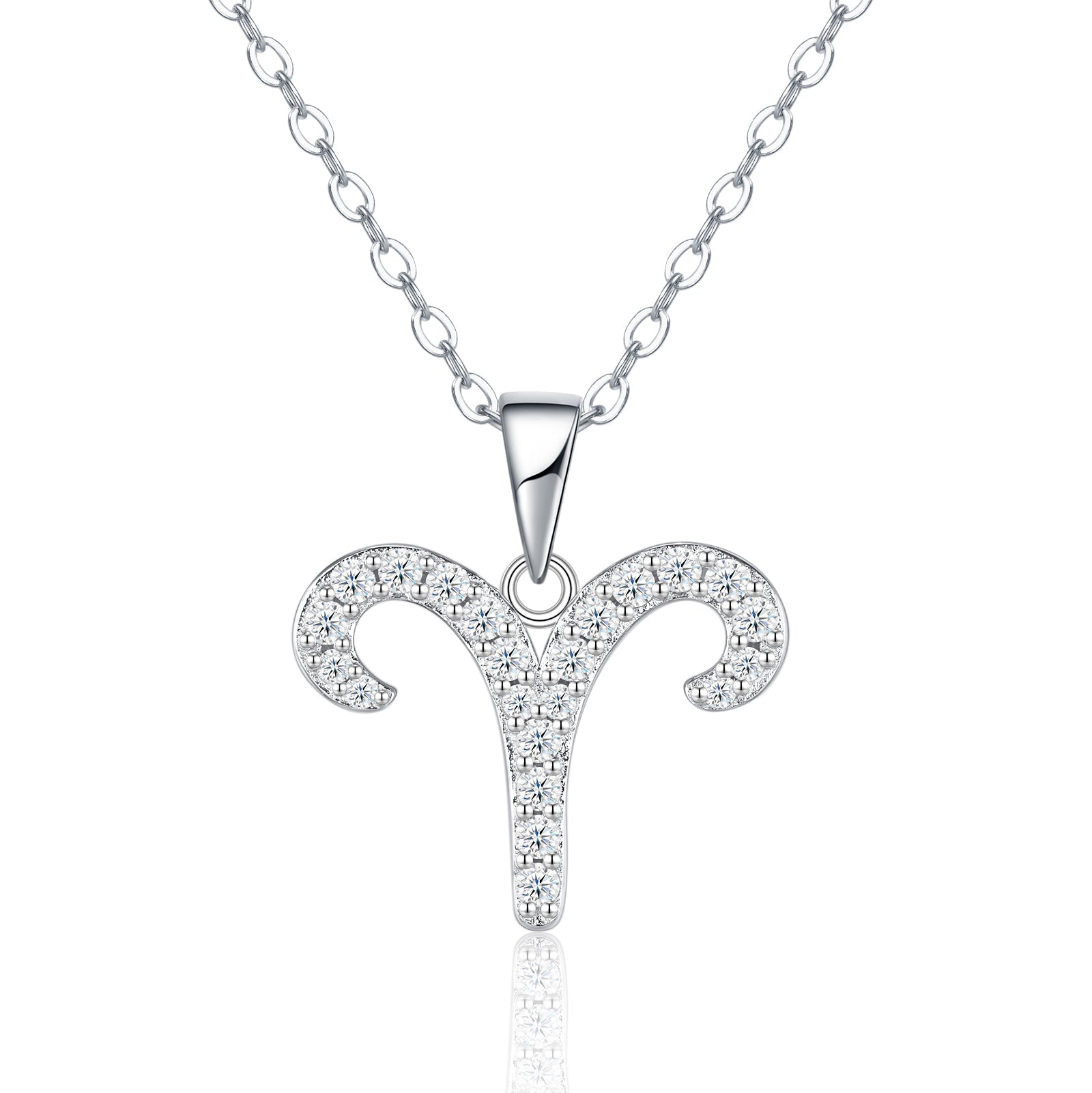 Collier Bélier en Argent 925 avec Moissanite D Couleur VVS1, Plaqué Platine, Bijou Astrologique avec Certificat GRA, Coffret Cadeau Parfait Femme - IVOIRART.COM