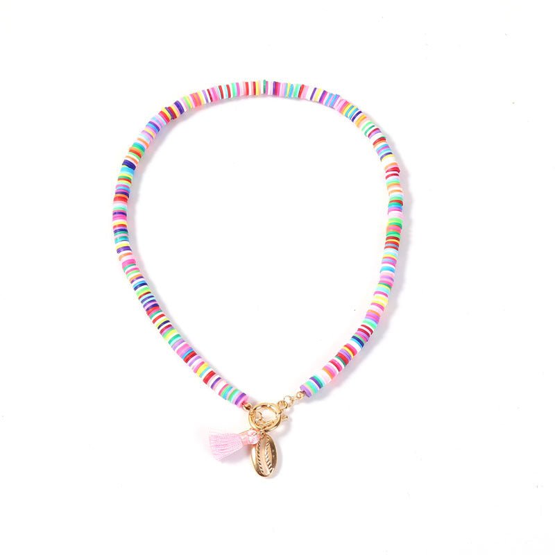 Collier Bohème Femme Coquillage avec Pompon Style Sauvage et Doux en 40 cm - IVOIRART.COM