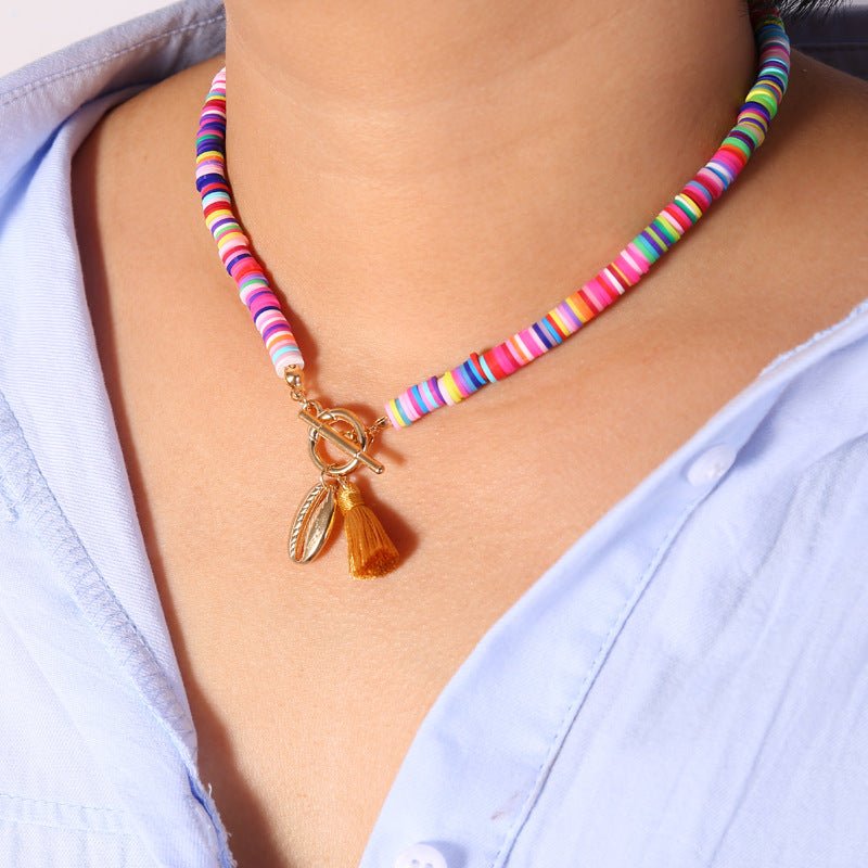 Collier Bohème Femme Coquillage avec Pompon Style Sauvage et Doux en 40 cm - IVOIRART.COM