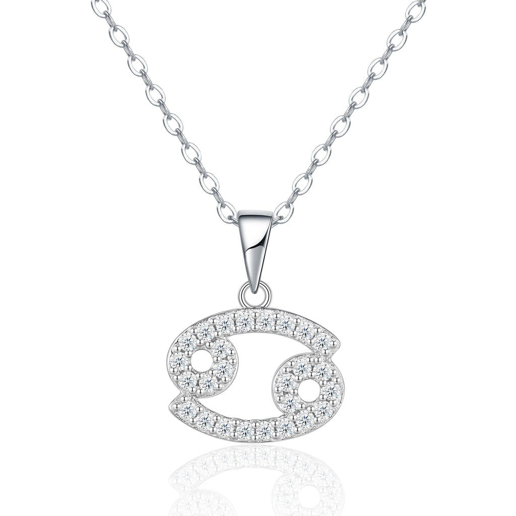 Collier Cancer en argent sterling S925 avec moissanite VVS1 couleur D, pendentif astrologie plaqué platine 3,8g, certifié GRA, coffret cadeau idéal anniversaire - IVOIRART.COM