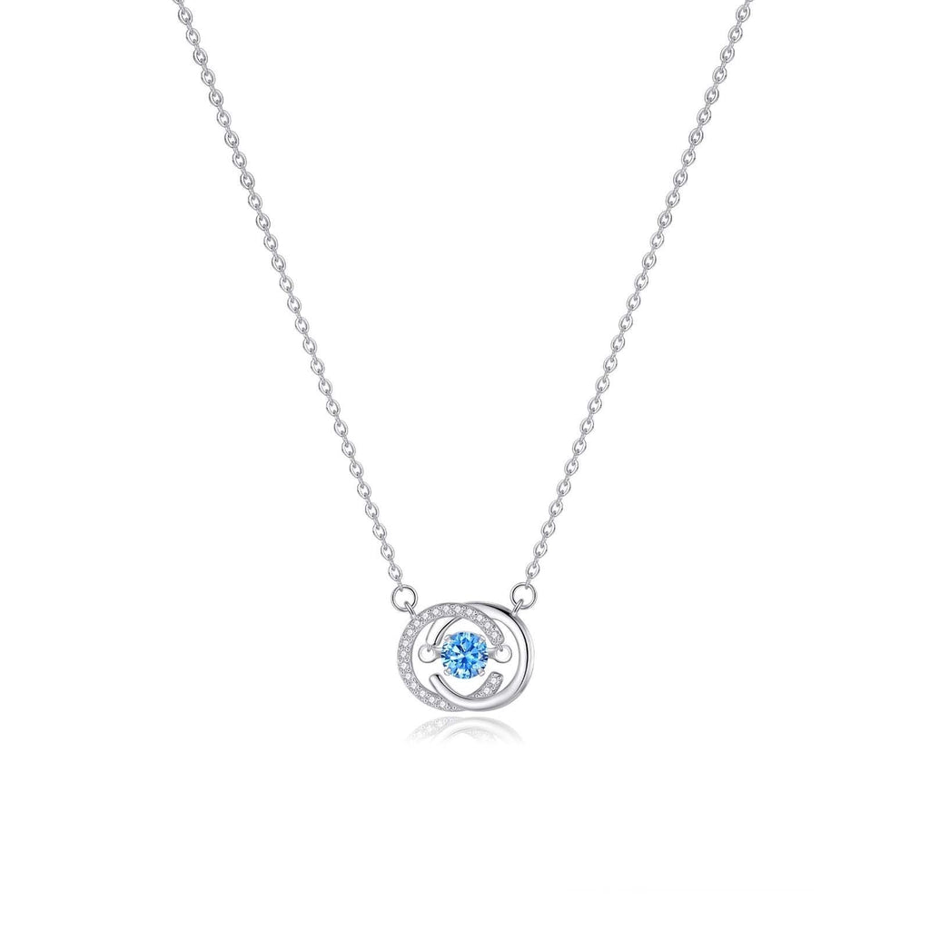 Collier Cercle Mobile Pierre Bleue en Argent 999, Style Délicat et Luxueux, Cadeau Idéal Anniversaire & Fête - IVOIRART.COM