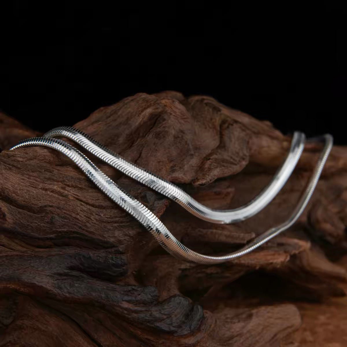 Collier chaîne serpent plat en argent sterling 999, style minimaliste chic, idéal bureau et tenues décontractées - IVOIRART.COM