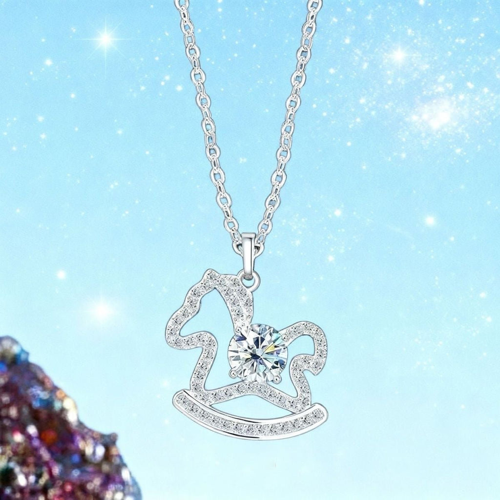Collier Cheval à Bascule Creux en Argent Sterling 999, Élégant et Tendance, Cadeau Idéal Anniversaire et Fêtes - IVOIRART.COM