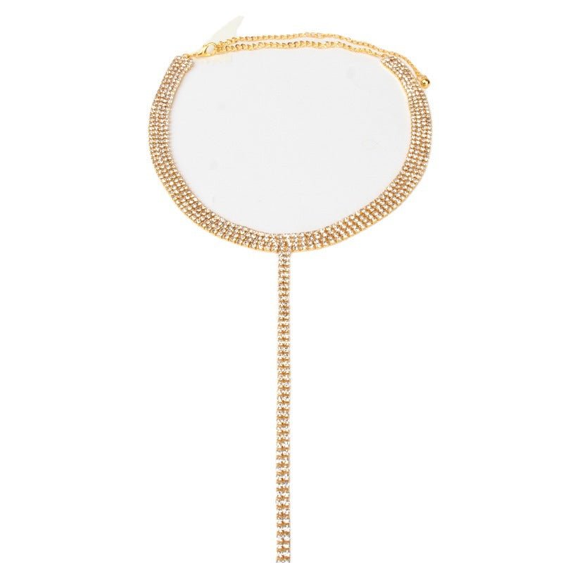 Collier Clavicule à Chaîne de Strass, Pendentif Double Couches en Forme de T - IVOIRART.COM