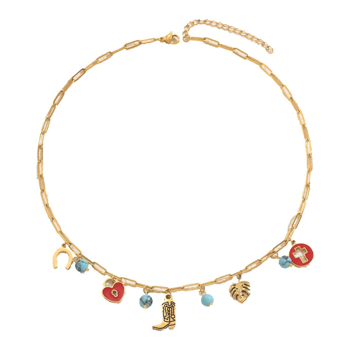 Collier Clavicule Femme Européen-Américain Tendance Émail Géométrique Turquoise - IVOIRART.COM