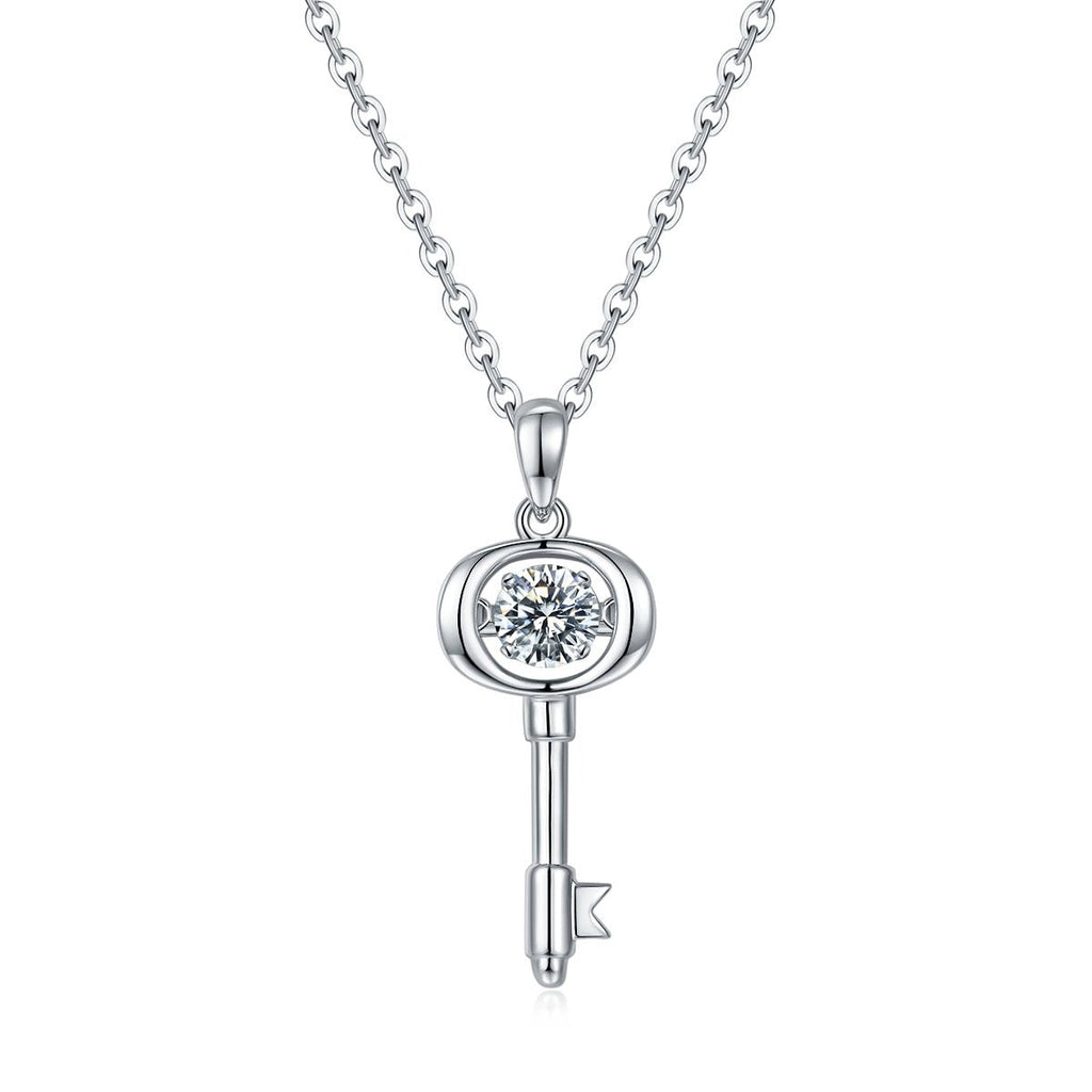 Collier Clé en Argent Sterling S925 0,5ct Moissanite Couleur D VVS1 Plaqué Platine 45cm Coffret Cadeau Certifié GRA - IVOIRART.COM