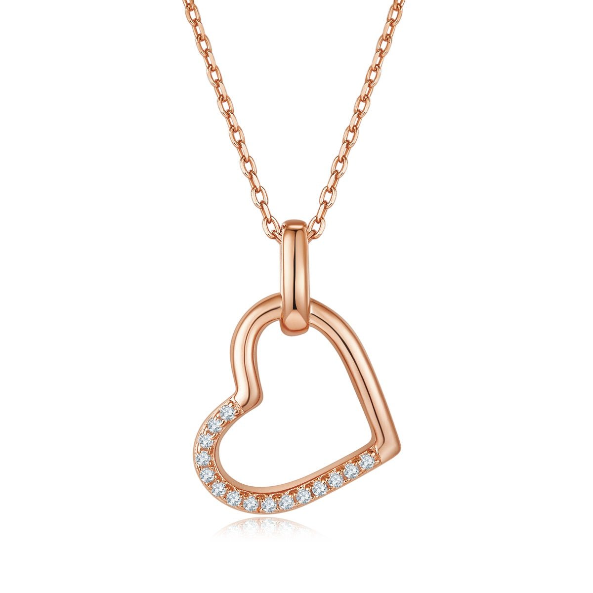 Collier Cœur Asymétrique 15 Pierres Moissanite Argent Sterling S925 3,4g 45cm - IVOIRART.COM