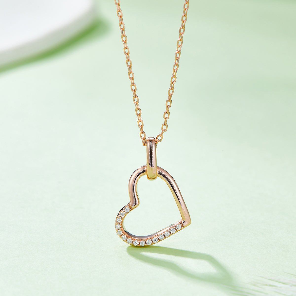 Collier Cœur Asymétrique 15 Pierres Moissanite Argent Sterling S925 3,4g 45cm - IVOIRART.COM