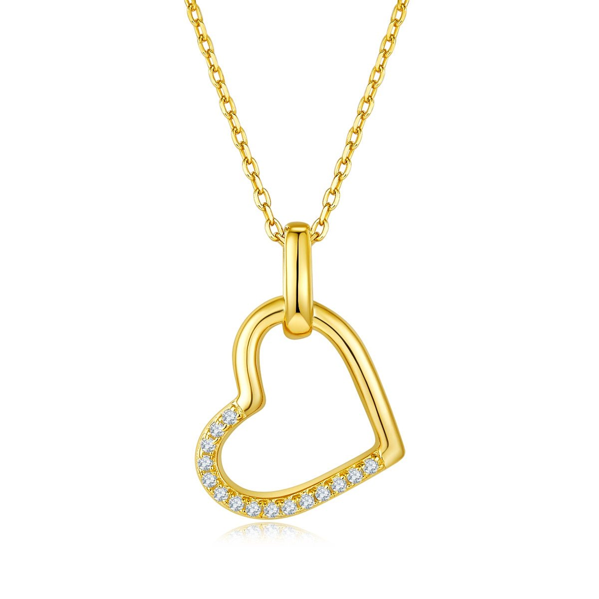 Collier Cœur Asymétrique 15 Pierres Moissanite Argent Sterling S925 3,4g 45cm - IVOIRART.COM