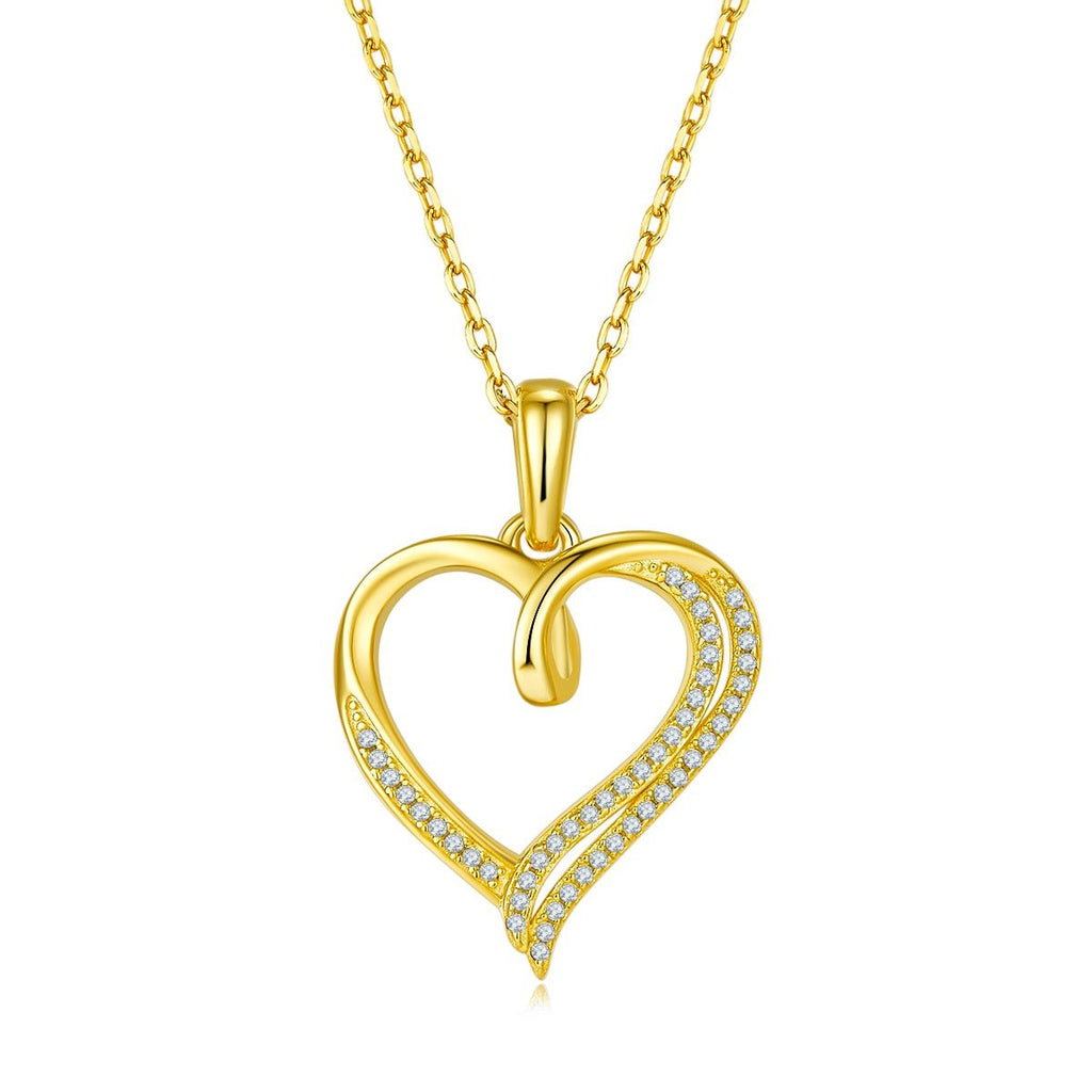 Collier Cœur Asymétrique Argent S925 49 Moissanites 45 cm, Double Rangée - IVOIRART.COM